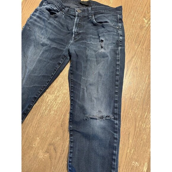 J Brand Tyler Indigo Men Size 34 Distressed Straight Dark Wash Jean - Picture 10 of 12